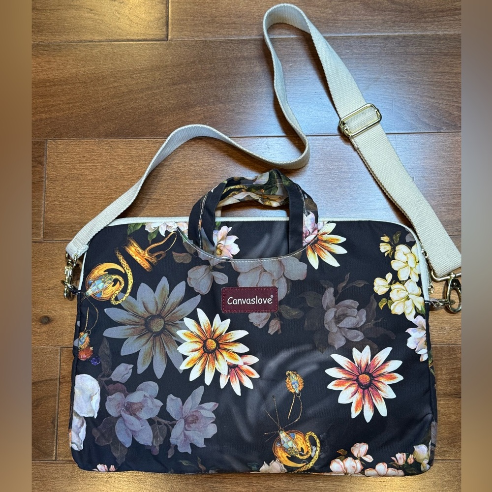 CANVASLOVE Floral Laptop Bag - Picture 2 of 11
